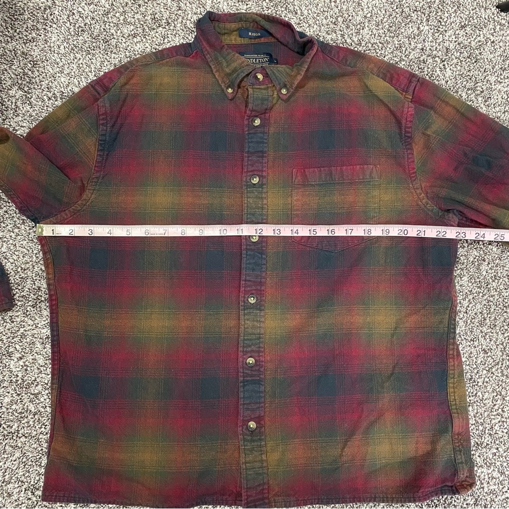 Pendleton Mason Striped Button Down Red and Brown… - image 5